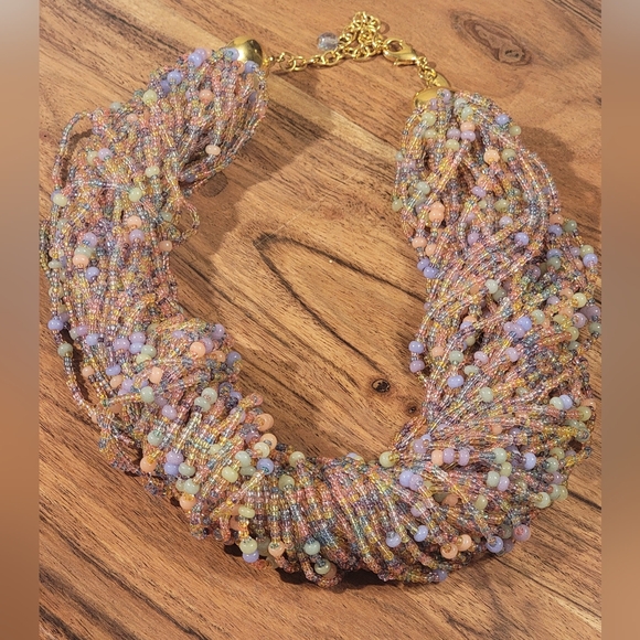 Joan Rivers Pastel Multistrand Glass Seed Bead Torsade Necklace - Picture 4 of 6